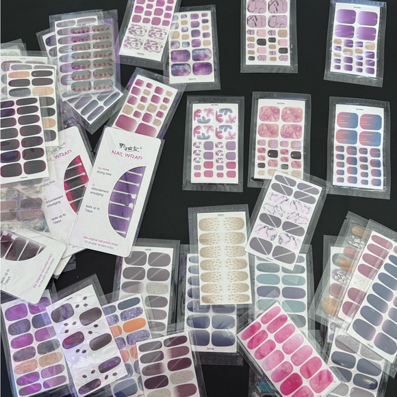 DIY Nail Stickers SET , Pure Color Nail Polish Strips Stickers Glitter - Picture 2 of 4